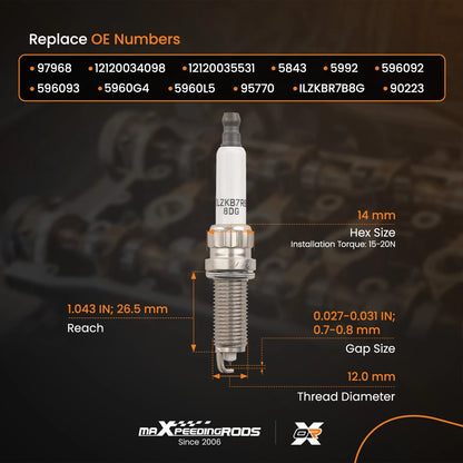 Iridium Spark Plugs for Mini Cooper Paceman 1.6L (2007–2015)