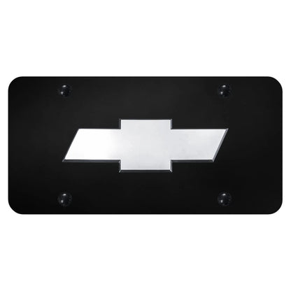 Chrome New Logo on Black License Plate - Officially Licensed for Chevrolet