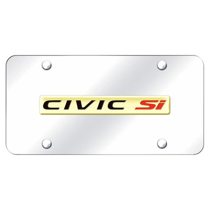 Gold Name on Chrome License Plate - Officially Licensed for Honda Civic Si