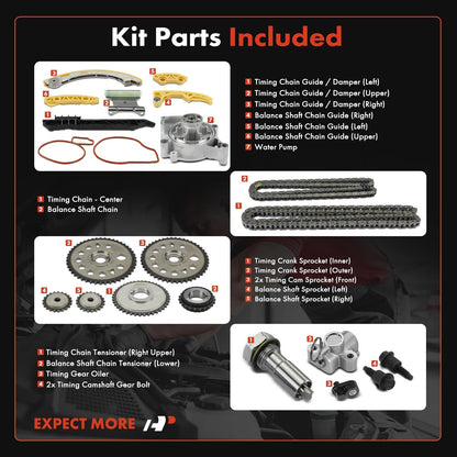 20x Timing Belt and Water Pump Kit for Chevrolet Malibu (2004–2008) HHR (2006–2008)