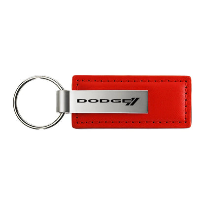Stripe on Red Leather Keychain - Officially Licensed for Dodge