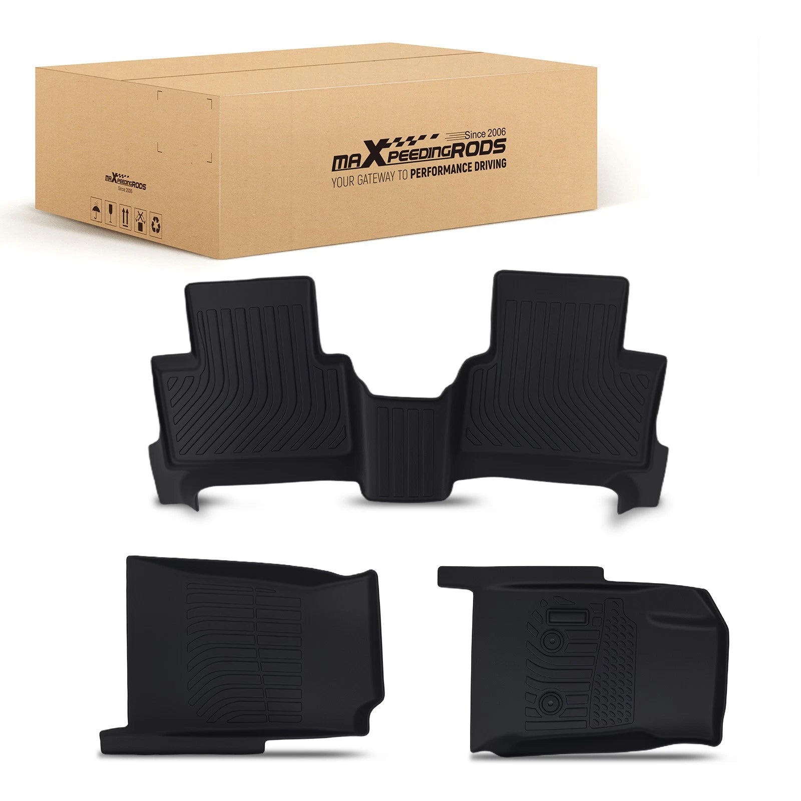 All Weather Floor Mat Set for Chevy Colorado Crew Cab (2015–2022) Black TPE