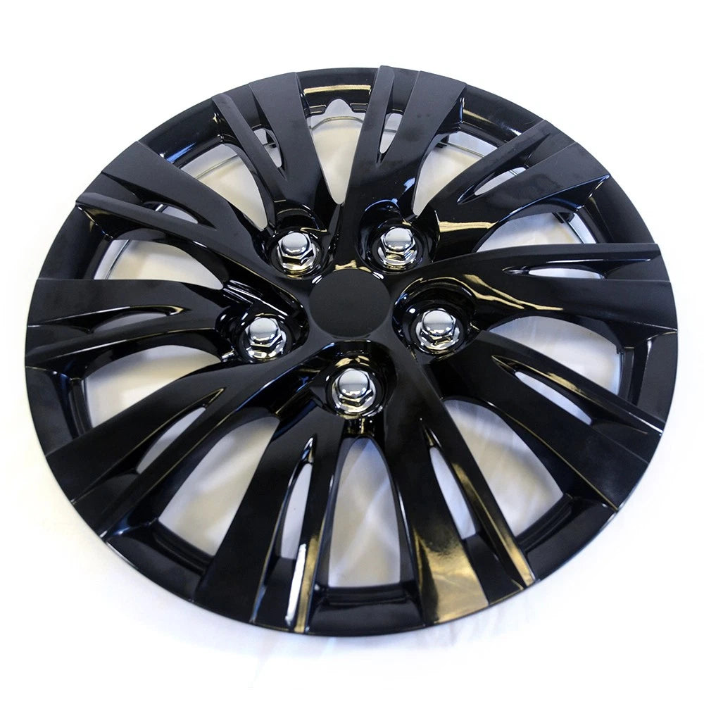 15 inch Gloss Black Hubcaps Snap On Wheel Covers for Steel Rims (R15)