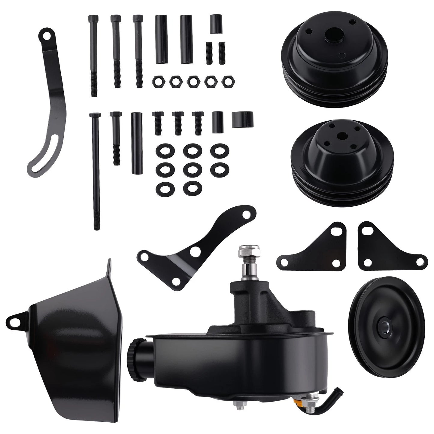 Engine Drive Mounting Kit for Chevy SBC 1958–1986 Long Water Pump (Black)