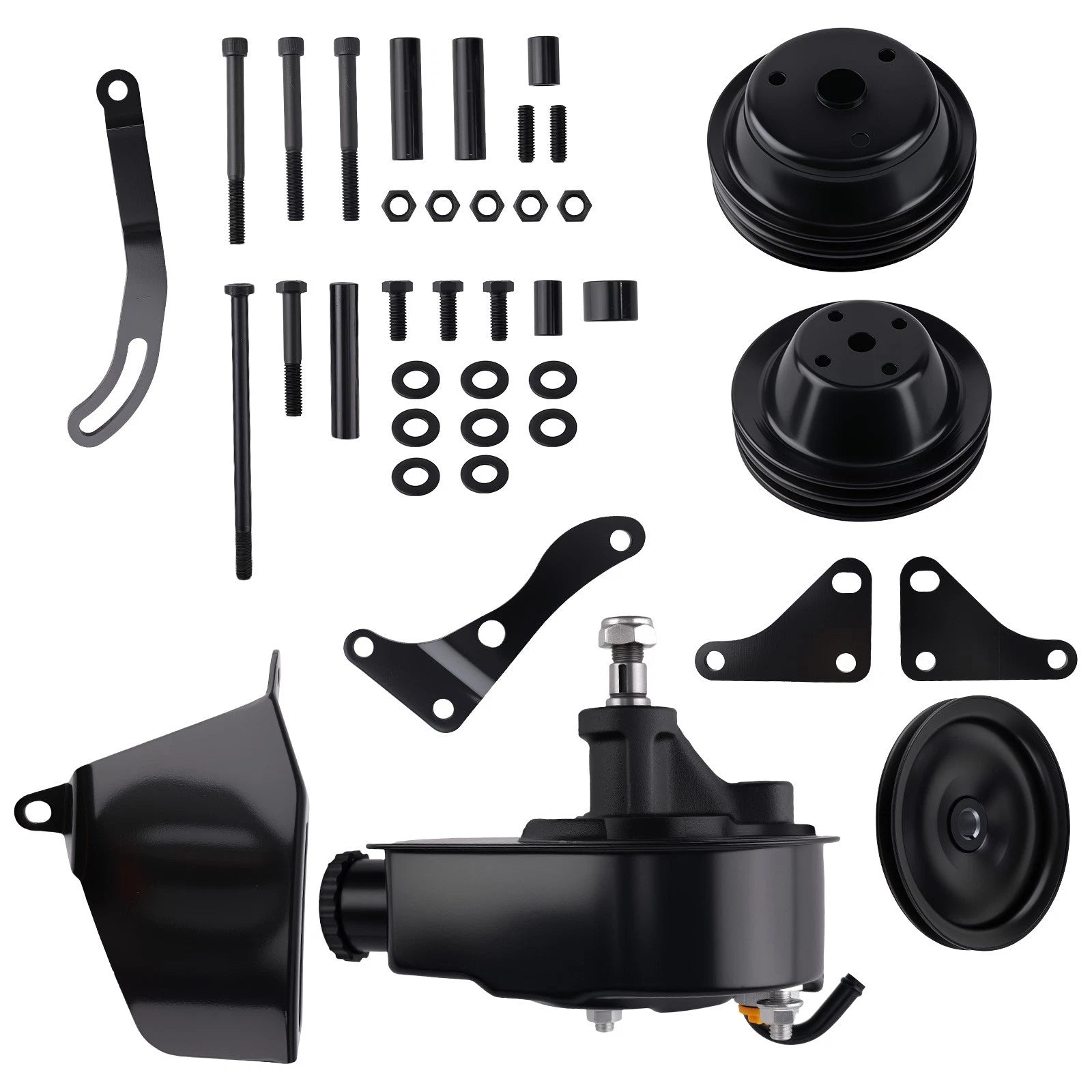 Engine Drive Mounting Kit for Chevy SBC 1958–1986 Long Water Pump (Black)