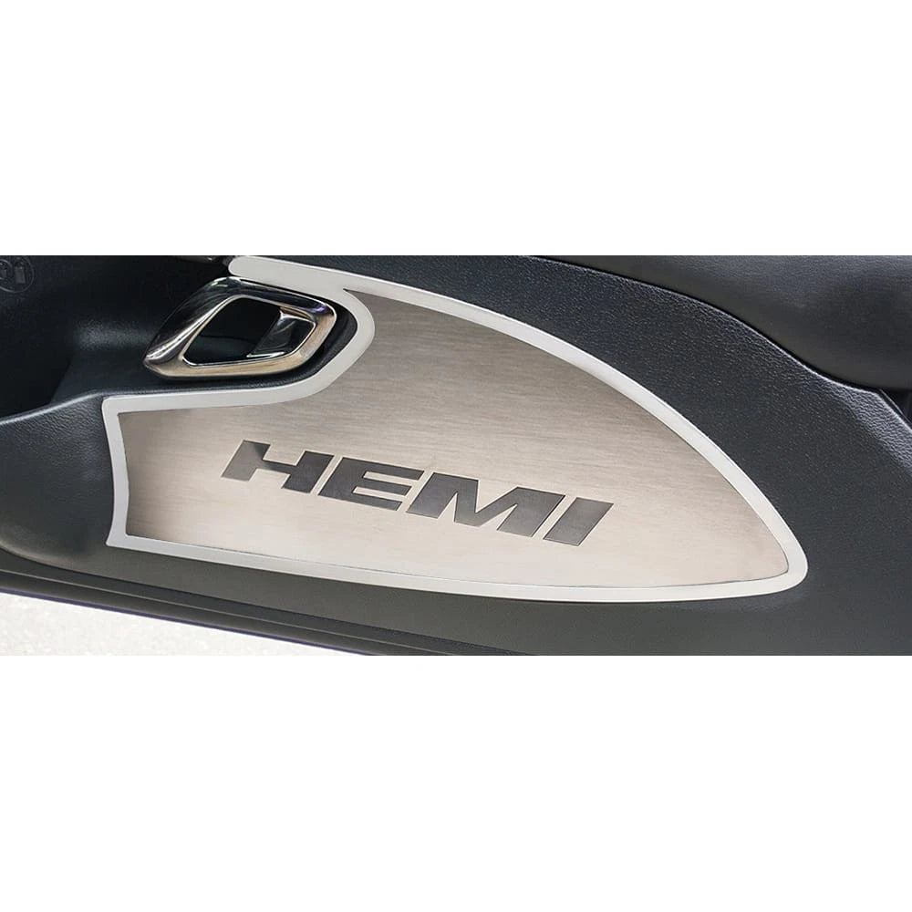 Door Badge Set Black Carbon Fiber HEMI Inlay for 2015–2017 Dodge Challenger