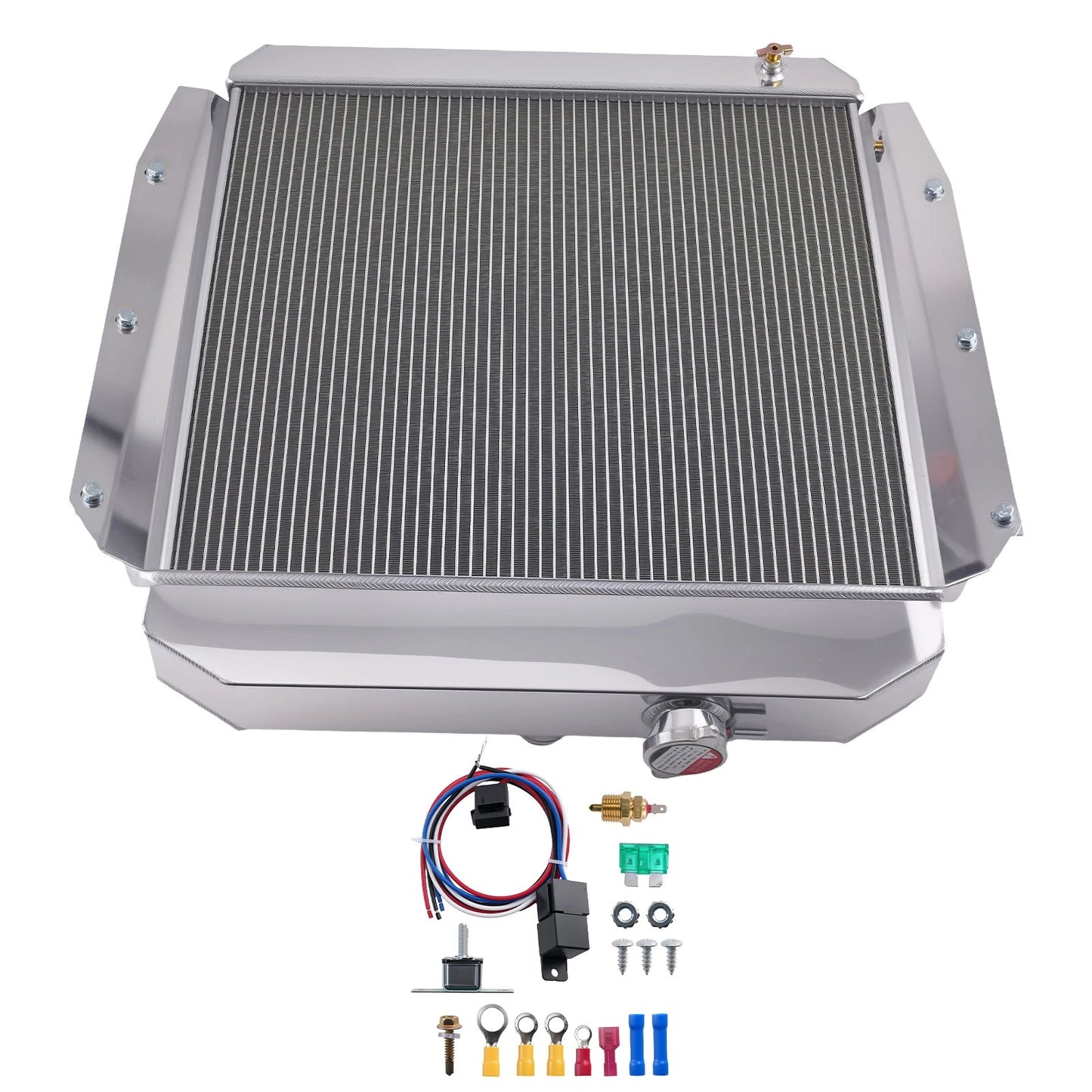 3-Row Aluminum Engine Radiator for Chevrolet 3100 (1955–1959) w/ Shroud Fan Kit