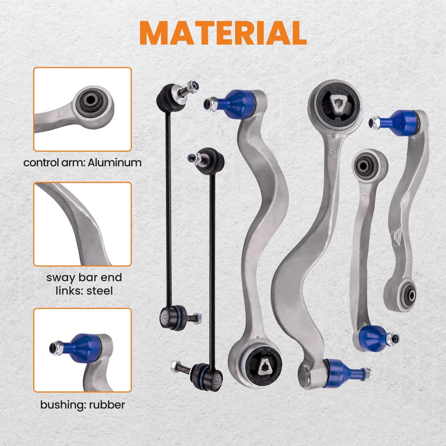 Front Lower Rearward Control Arms for BMW 530i 535i 545i 550i M5 (2004–2010)