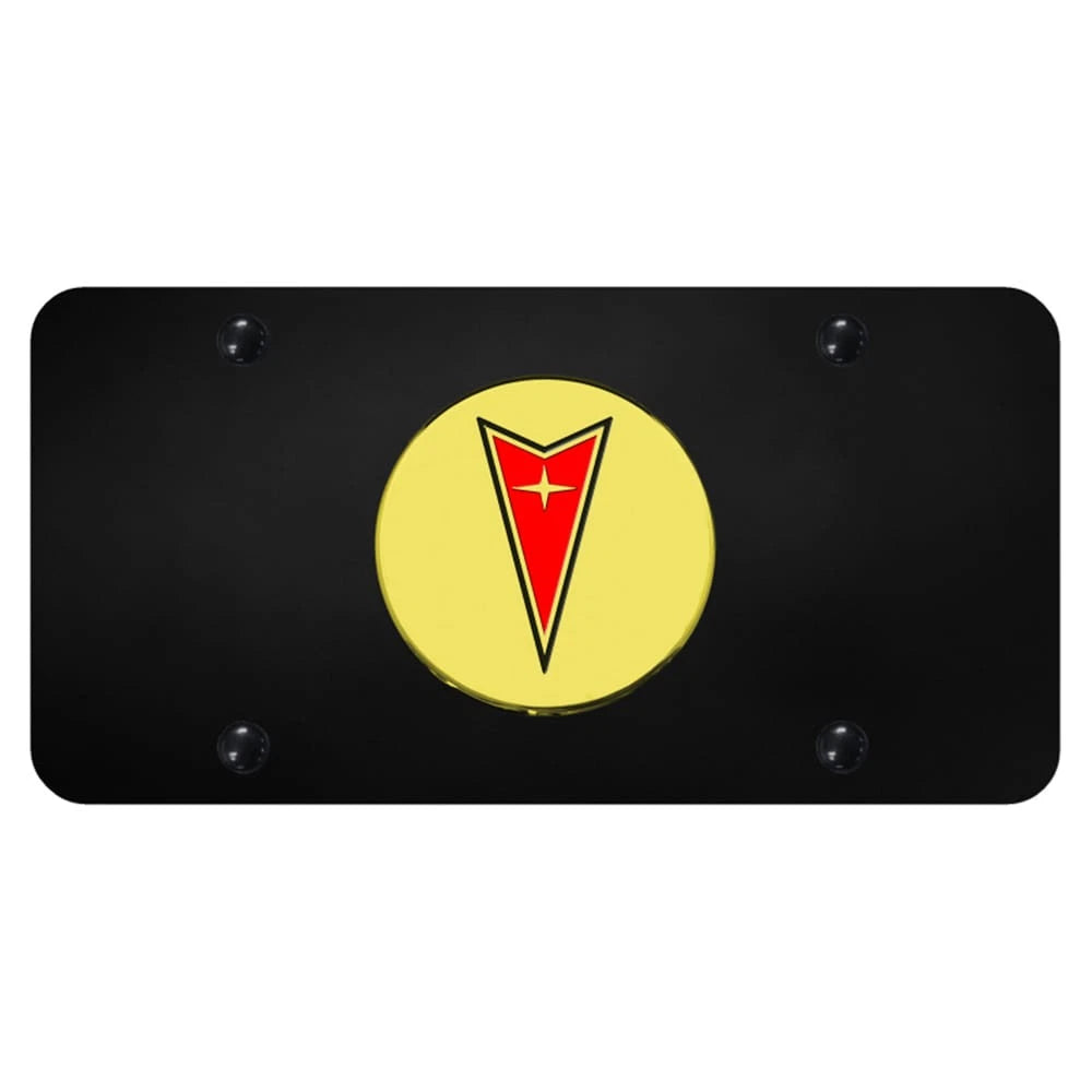Gold Logo on Black License Plate - Officially Licensed for Pontiac