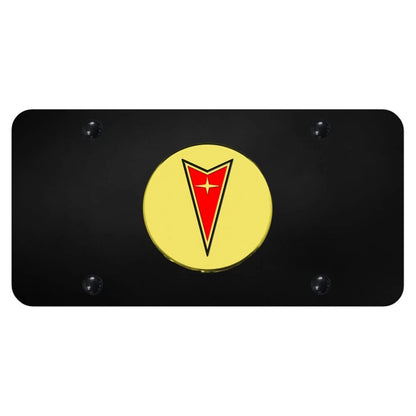 Gold Logo on Black License Plate - Officially Licensed for Pontiac