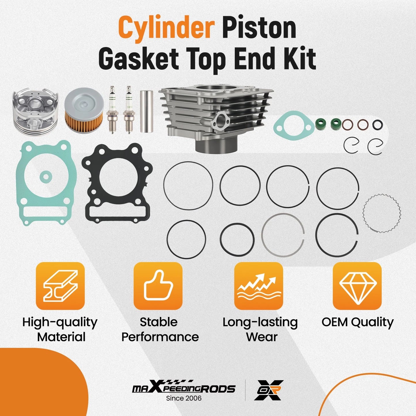 Cylinder Piston Top End Rebuild Set for Honda TRX300 Fourtrax (1988–2000)