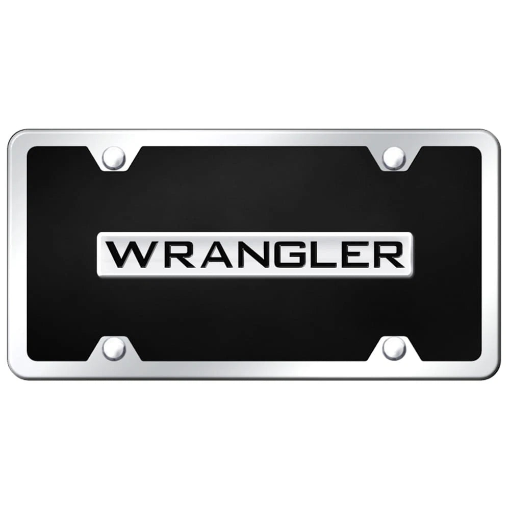 Chrome on Black Acrylic License Plate Kit -Officially Licensed for Jeep Wrangler