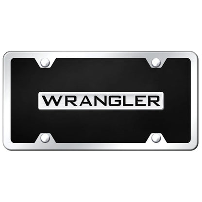 Chrome on Black Acrylic License Plate Kit -Officially Licensed for Jeep Wrangler