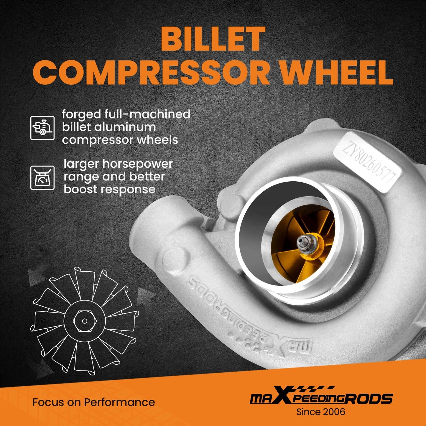Billet Turbo 0.63 A/R Turbine 5-Bolt Flange Exhaust for T3 T4 (2004–2004)