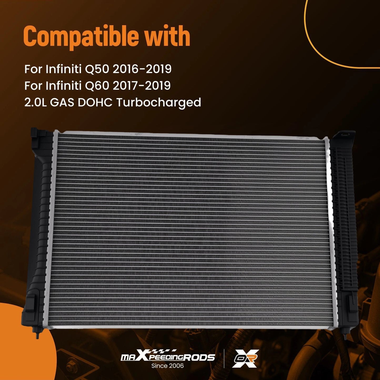 Coolant Radiator for Infiniti Q50 2016–2019 Q60 2017–2019 (2.0L AT)