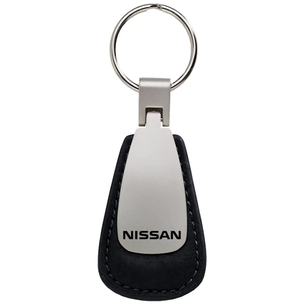 Black Leather Teardrop Keychain - Officially Licensed for Nissan