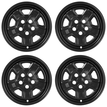 16" Black Wheel Skins Hub Caps 5 Spoke Covers Simulators for 07-17 Jeep Patriot
