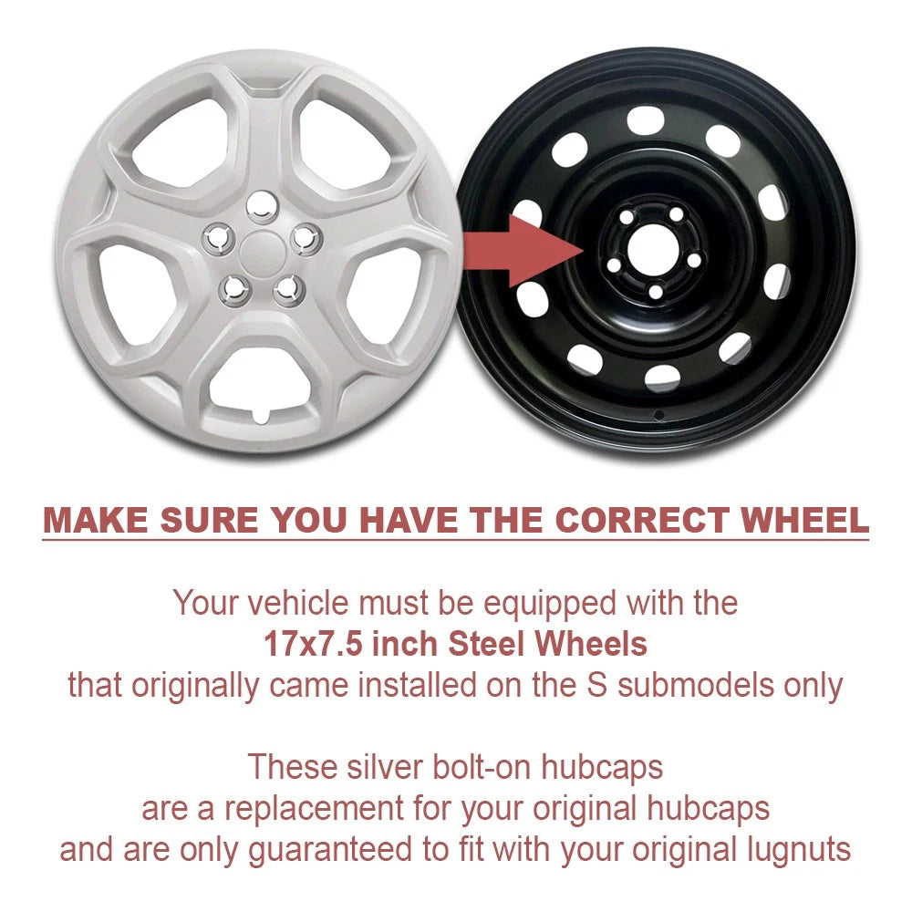 Hub Caps Full Set 17 Inch Bolt-On Wheel Covers for 17-19 Ford Escape S