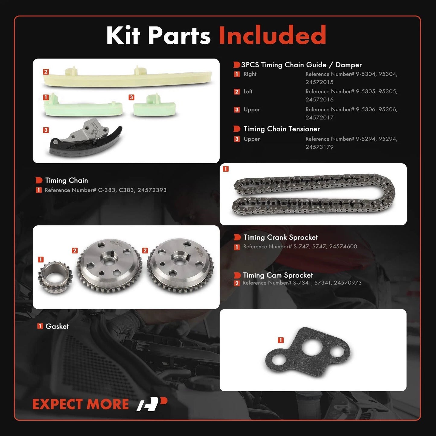 8x Timing Chain Kit for Chevrolet Cavalier Beretta Pontiac (1995–2005)