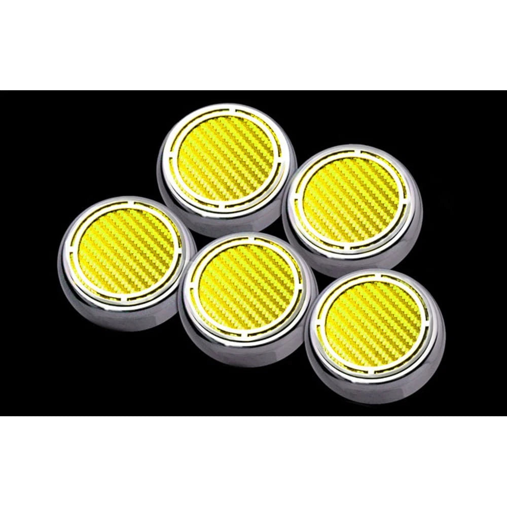 Chrome Slotted Cap Covers w/Yellow C-Fiber Inlay for 1997-13 Corvette Automatic