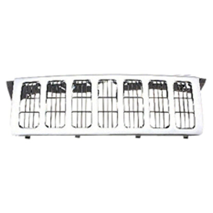 Replacement Chrome Plastic Front Grille w/Vertical Bar Insert