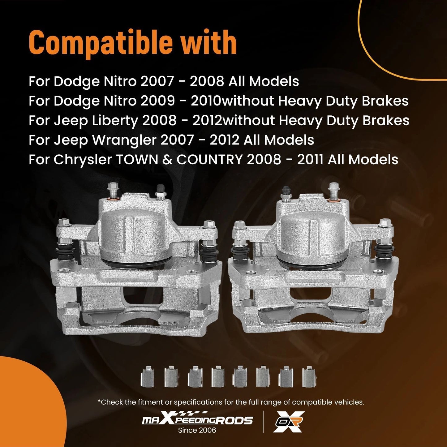 Front Left and Right Disc Brake Calipers with Bracket for Dodge Nitro (2007–2010)