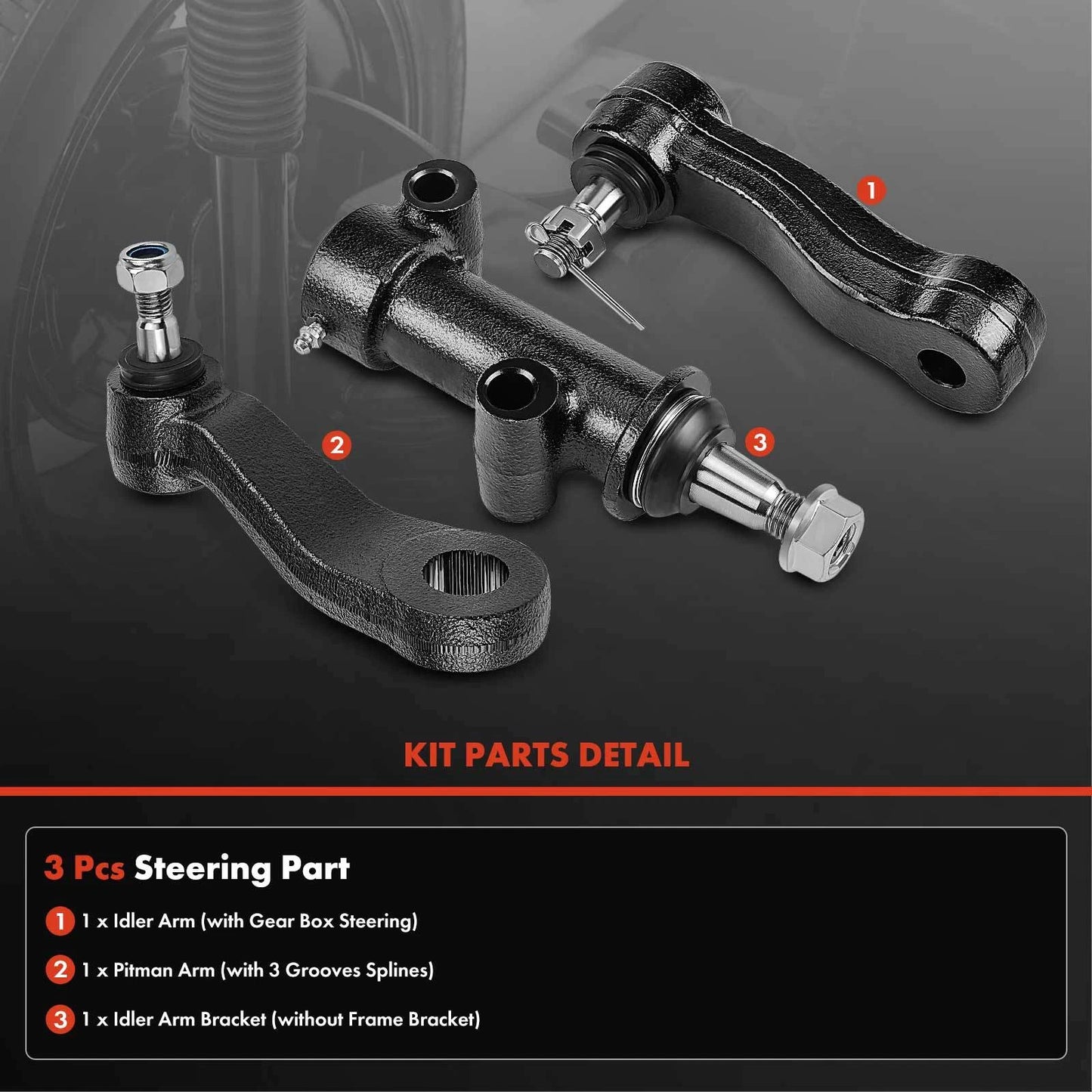 3X 3-Groove Pitman Arm Idler Arm for Chevy Silverado 2500 (1999–2004)