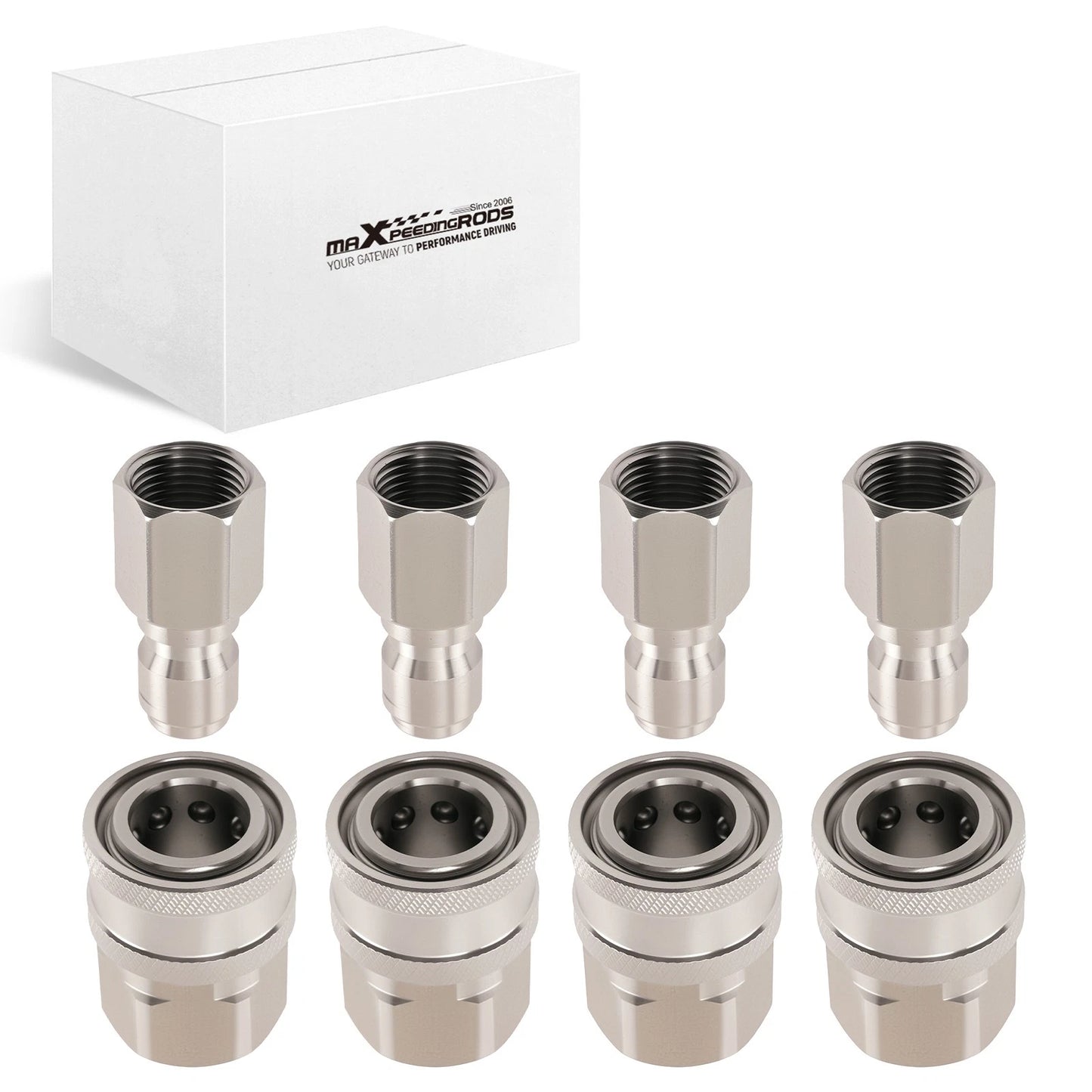 3/8in Quick Connect Stainless Steel Pressure Washer Adapter for 4Sets (—)