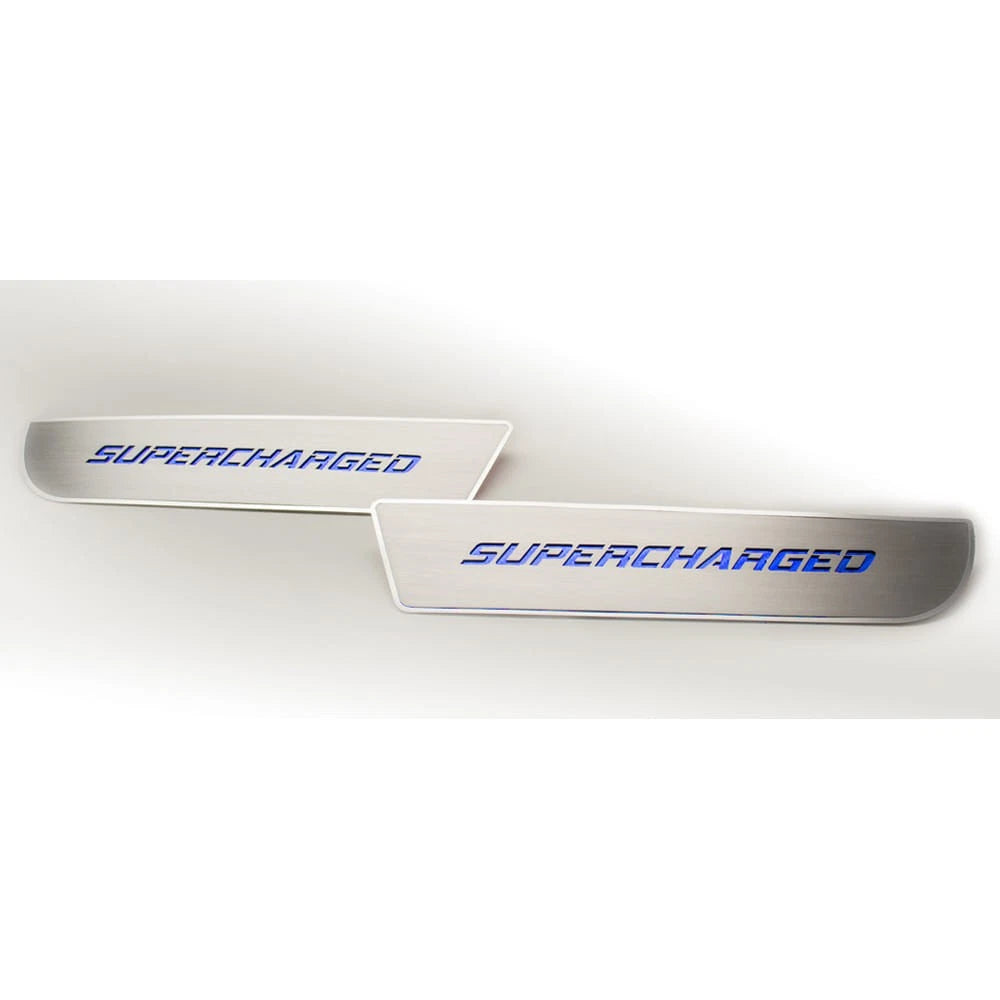 Front Door Badges w/Purple C-Fiber Vinyl "Supercharged" Inlay for 11-15 Charger