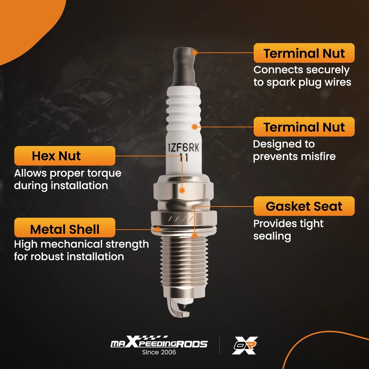 6x Iridium Spark Plugs for Acura TL RL MDX (2004–2009)