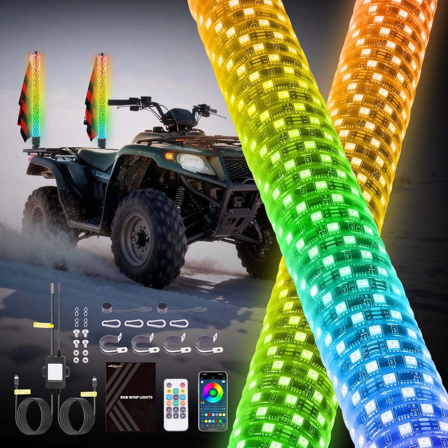 1.9" Spiral LED Whip Light Antenna for Polaris RZR (2011–2016)