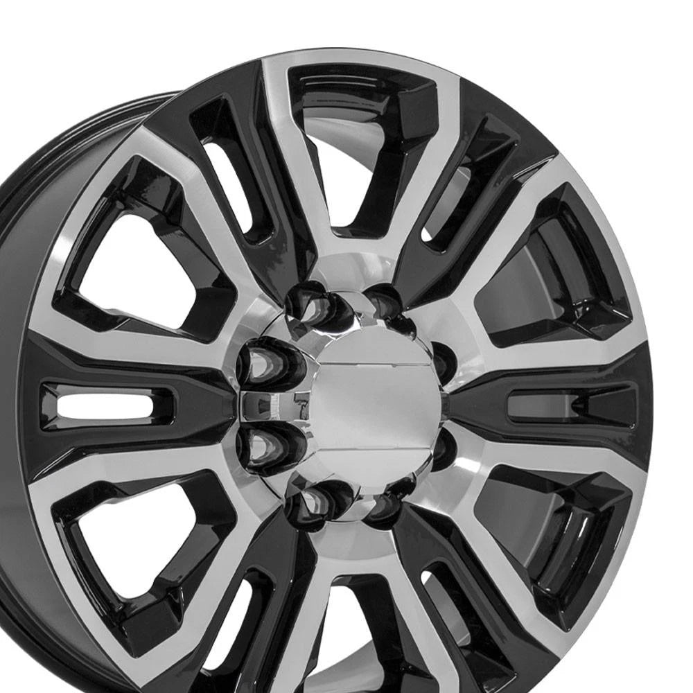 20" Machined Black Wheel for 2011-2024 Chevy Silverado 3500 HD - RVO4607