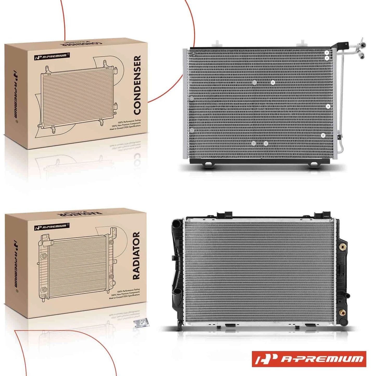 2X Radiator & AC Condenser Cooling Kit for Benz C280 (1994–1997)