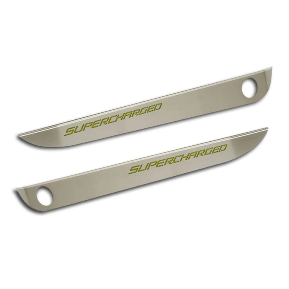 Door Guards w/Yellow Carbon Fiber 'Supercharged' Inlay for 05-13 Chevy Corvette