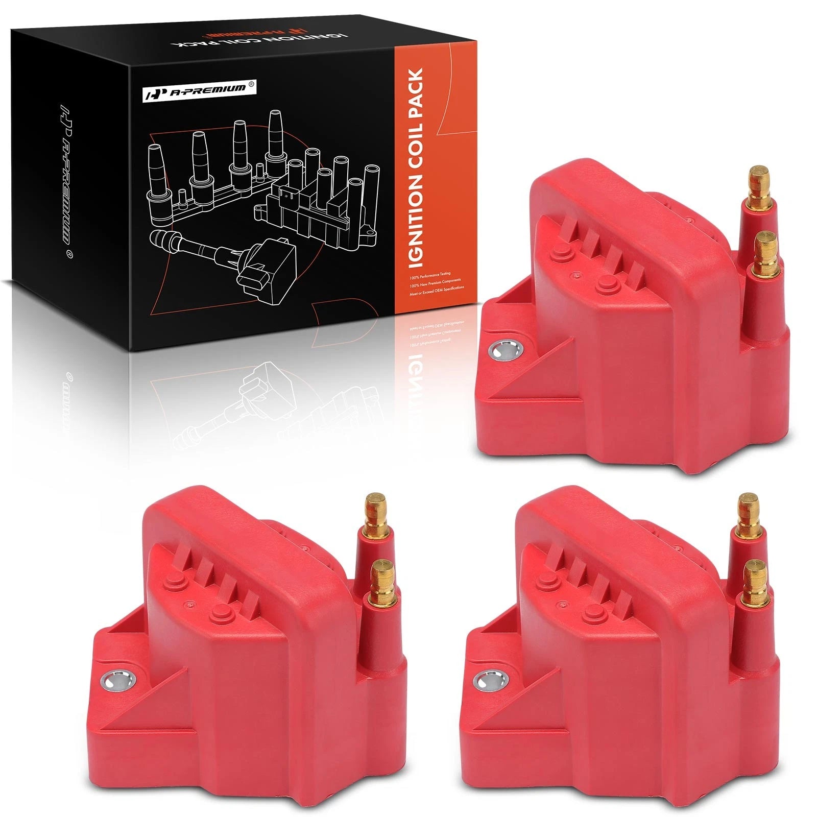 3X Red Ignition Coil for Chevrolet Malibu Impala Camaro (2000–2023)