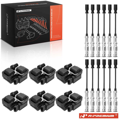 6x Ignition Coils & 12x Spark Plug Wires for Mercedes C240 C320 (2001–2005)