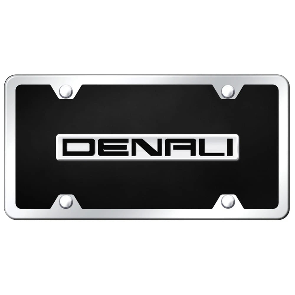 Chrome Badge on Black Acrylic Plate Kit - Officially Licensed for GMC Denali