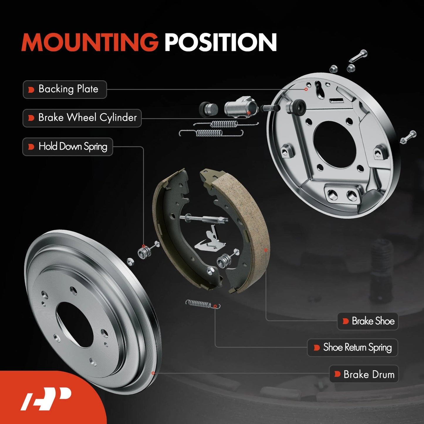 Brake Drums and Ceramic Brake Shoes for Chevy Cobalt, Pontiac G5 (2005–2008)