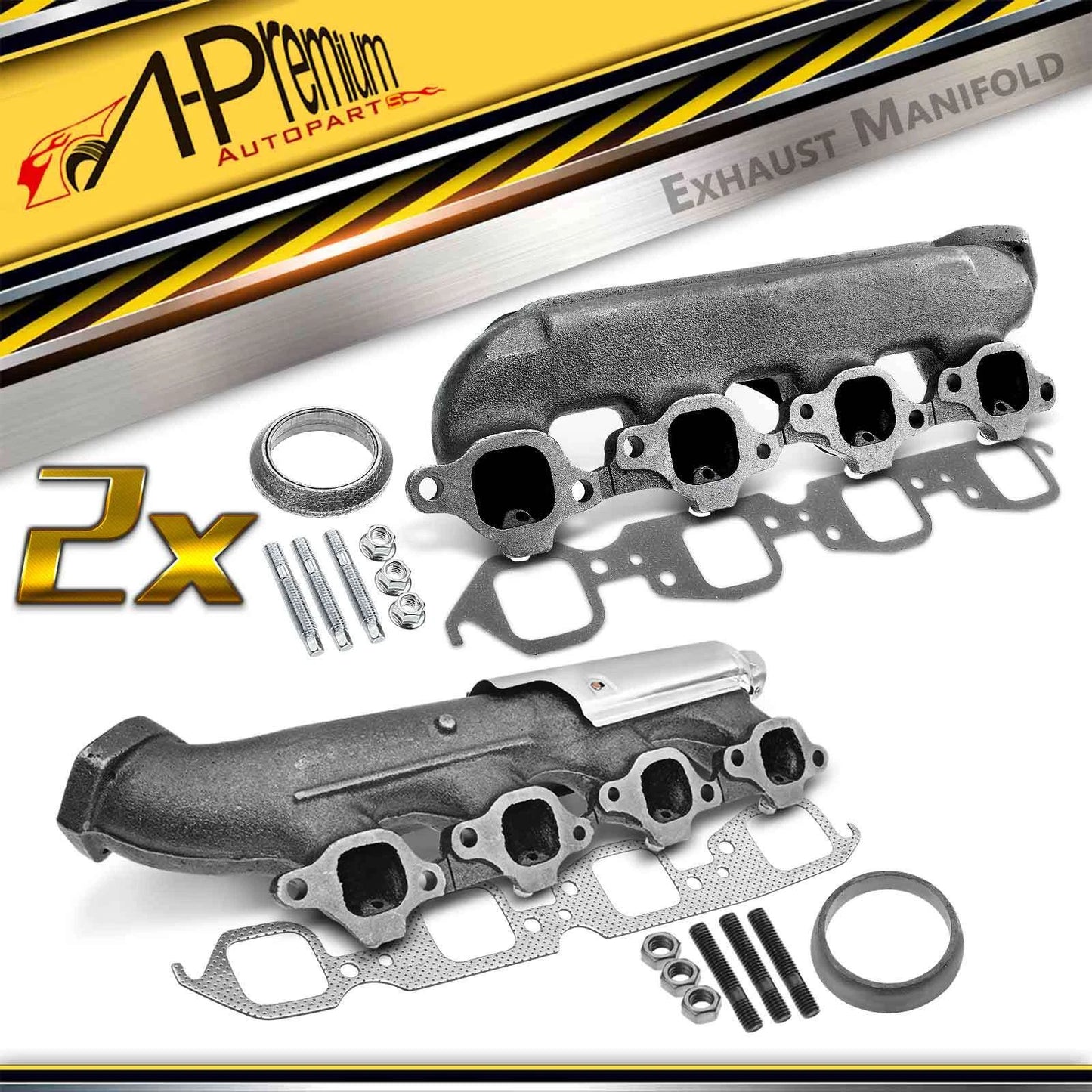 2X Exhaust Manifold with Gasket for Chevy C1500 GMC K3500 (1990–1999)