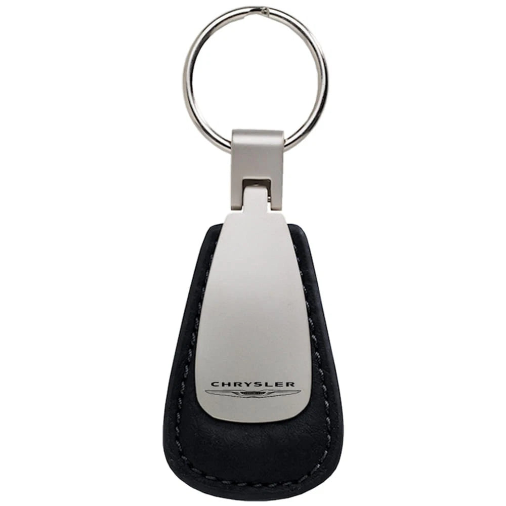 Black Leather Teardrop Keychain - Officially Licensed for Chrysler