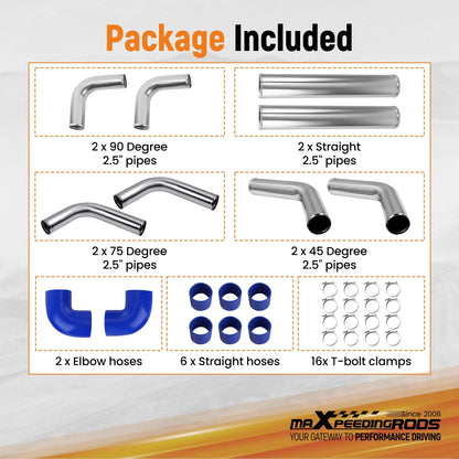 2.5 Inch Universal Aluminum Intercooler Turbo Pipe Kit for (—–—)