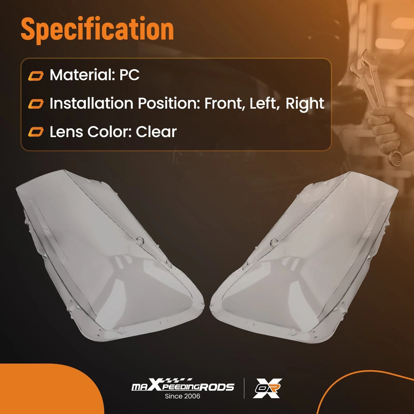 Headlamp Lens Covers Kit for BMW X3 F25 (2011–2014) Front Left Right Clear