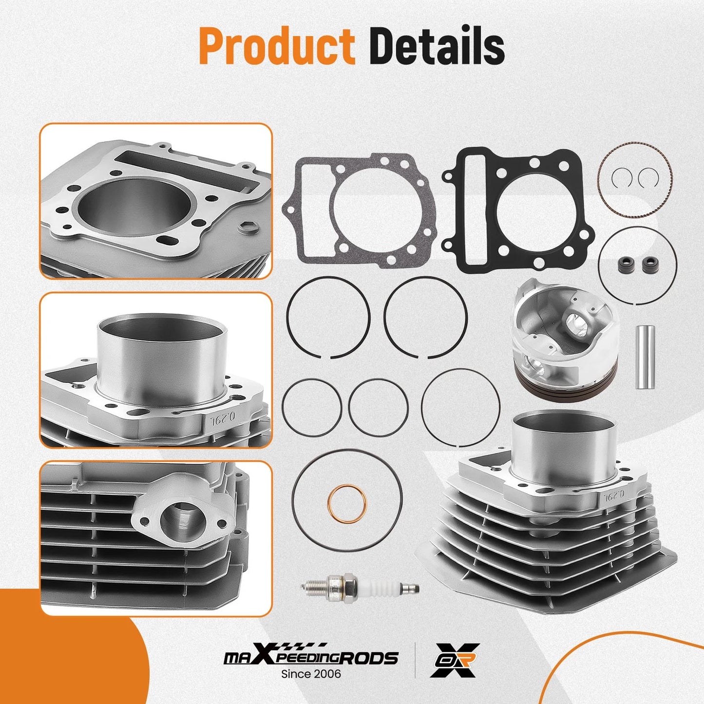 Cylinder Piston Gasket Top End Rebuild Kit for Kawasaki Bayou 300 (1989–2005)