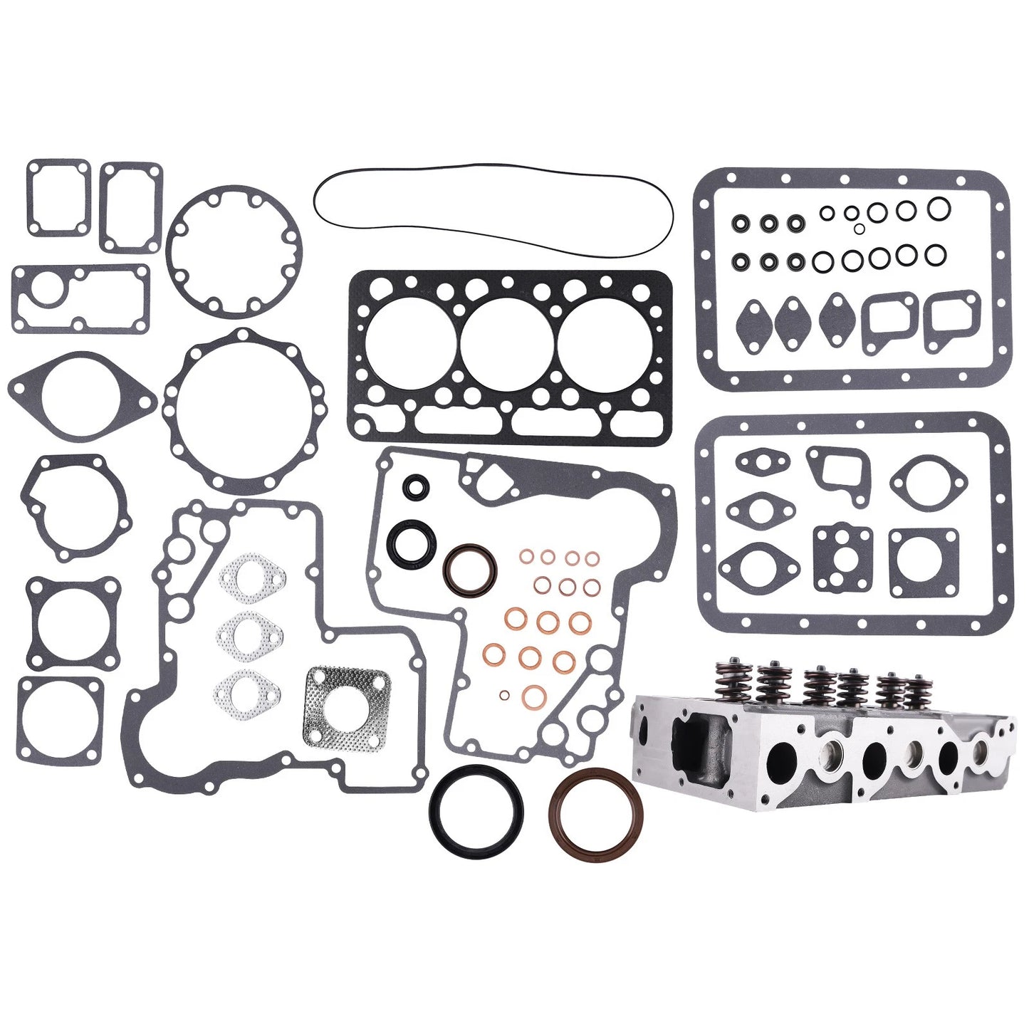 Complete Cylinder Head with Valves and Full Gasket Kit for Kubota (D850–D950, 1974–1985)