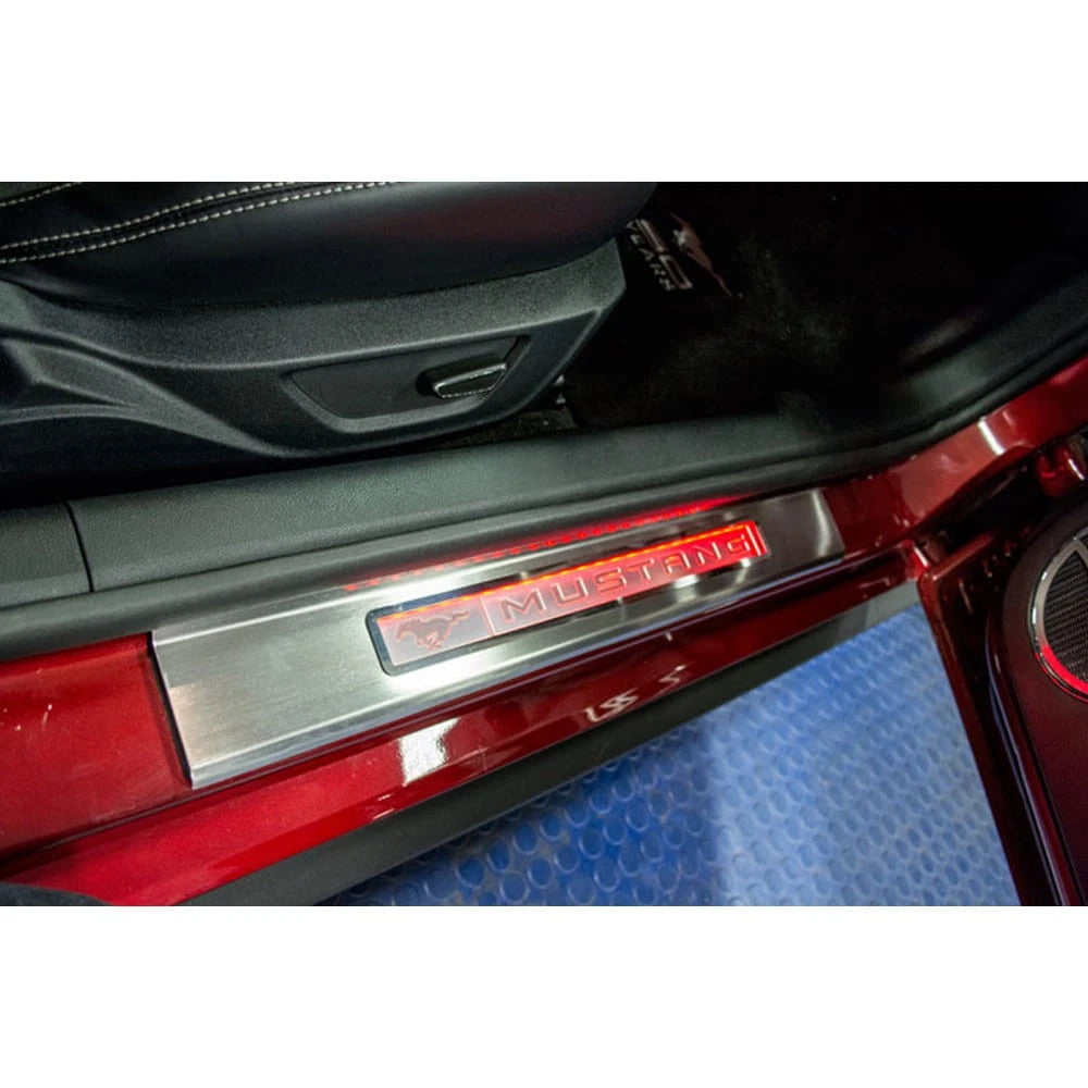 Door Sill Trim Kit with Green LED for Ford Mustang (2015–2017)