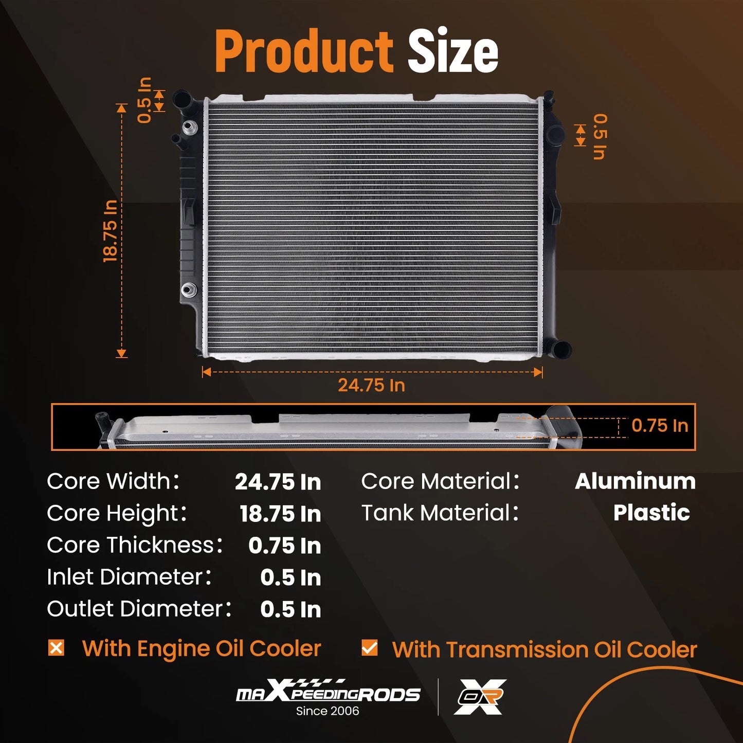 Core Radiator for Mercedes E320 3.2L (1998–2002) Crossflow Style