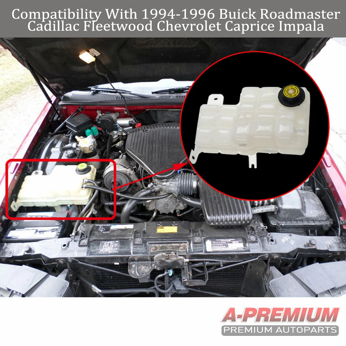 Coolant Reservoir Bottle Tank with Sensor for Chevy Impala (1994–1996)