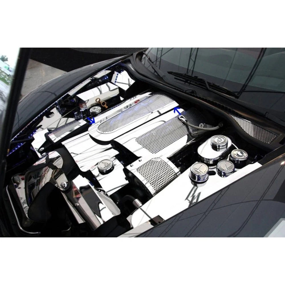 Low Profile Plenum Cover Perforated Stainless with Red LED for Chevrolet Corvette (2008–2013)