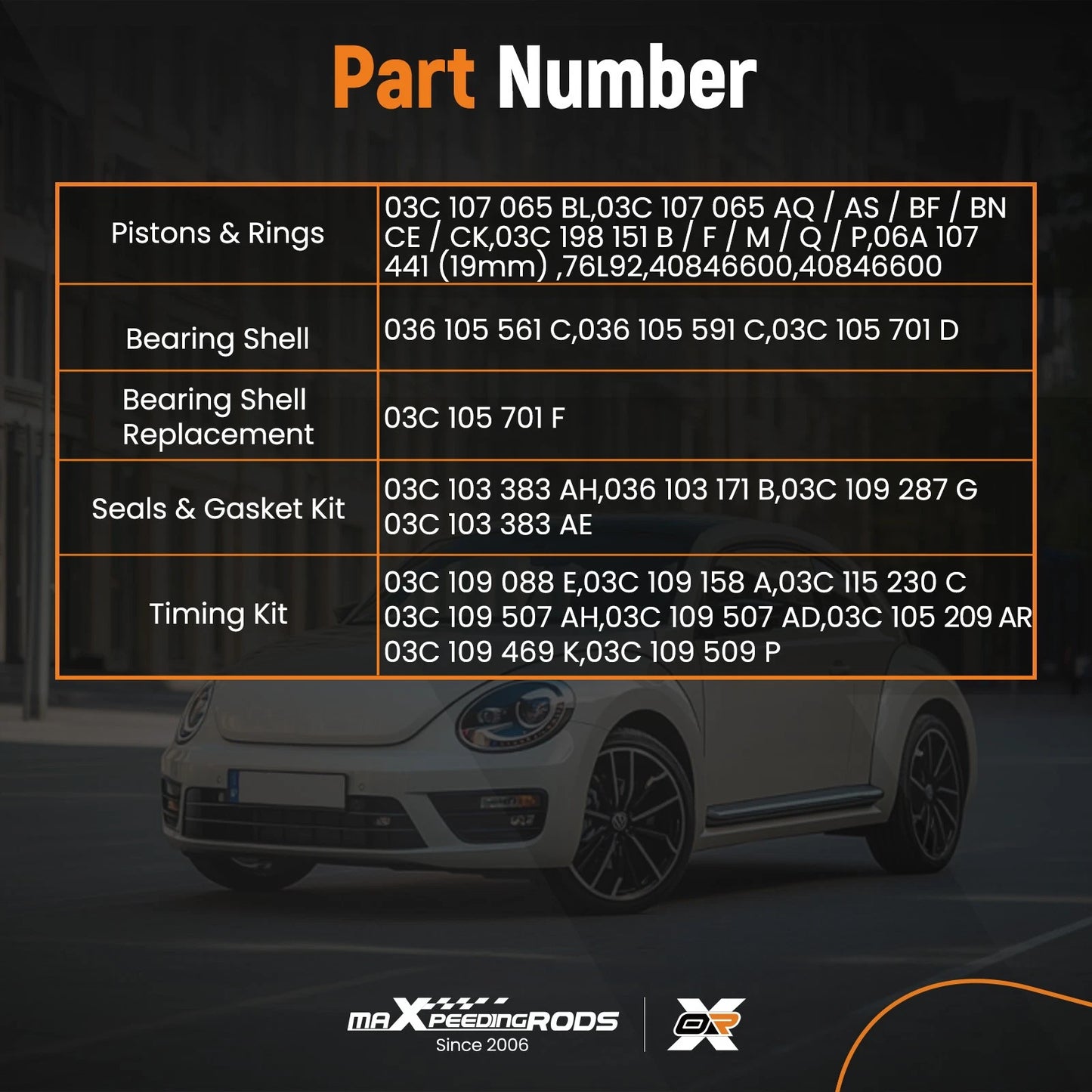 Engine Overhaul Rebuild Kit and Valves for VW Audi 1.4 TSI (2010–2017)