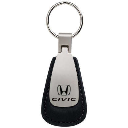 Black Leather Teardrop Keychain - Officially Licensed for Honda Civic